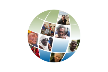 Wir sind alle Zeugen Logo mit Weltkugel und Bildern von Menschen